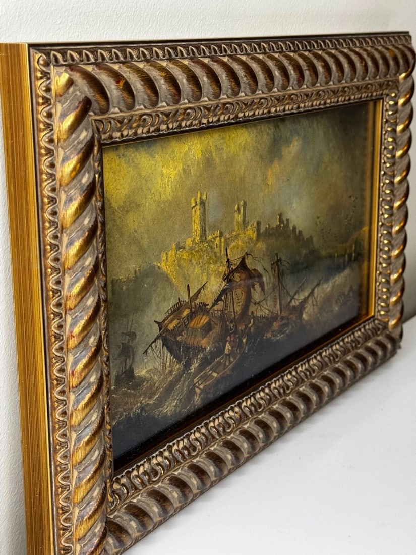 Marine Painting Wreck off Dunstanburgh Castle By Claude Thomas Stanfield Moore - 11