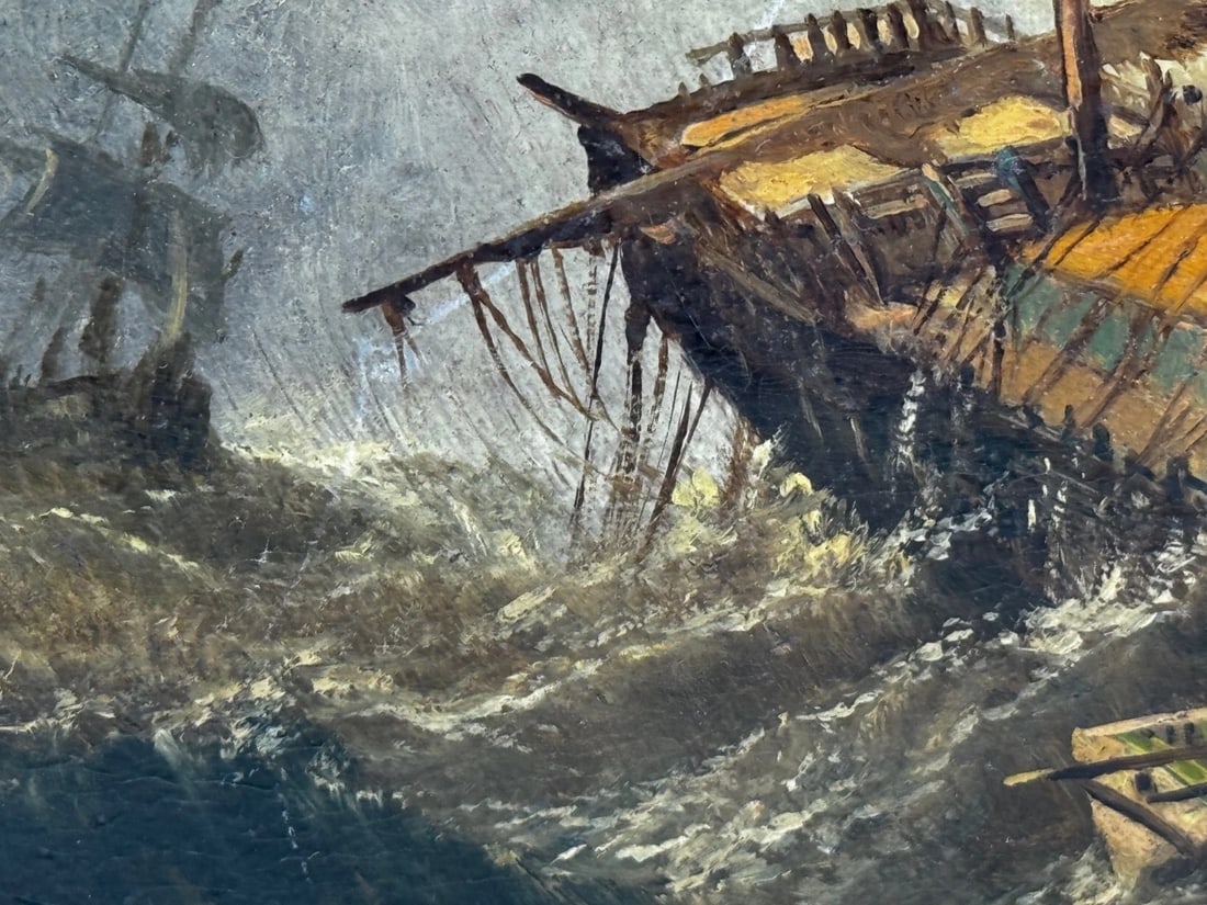 Marine Painting Wreck off Dunstanburgh Castle By Claude Thomas Stanfield Moore - 14