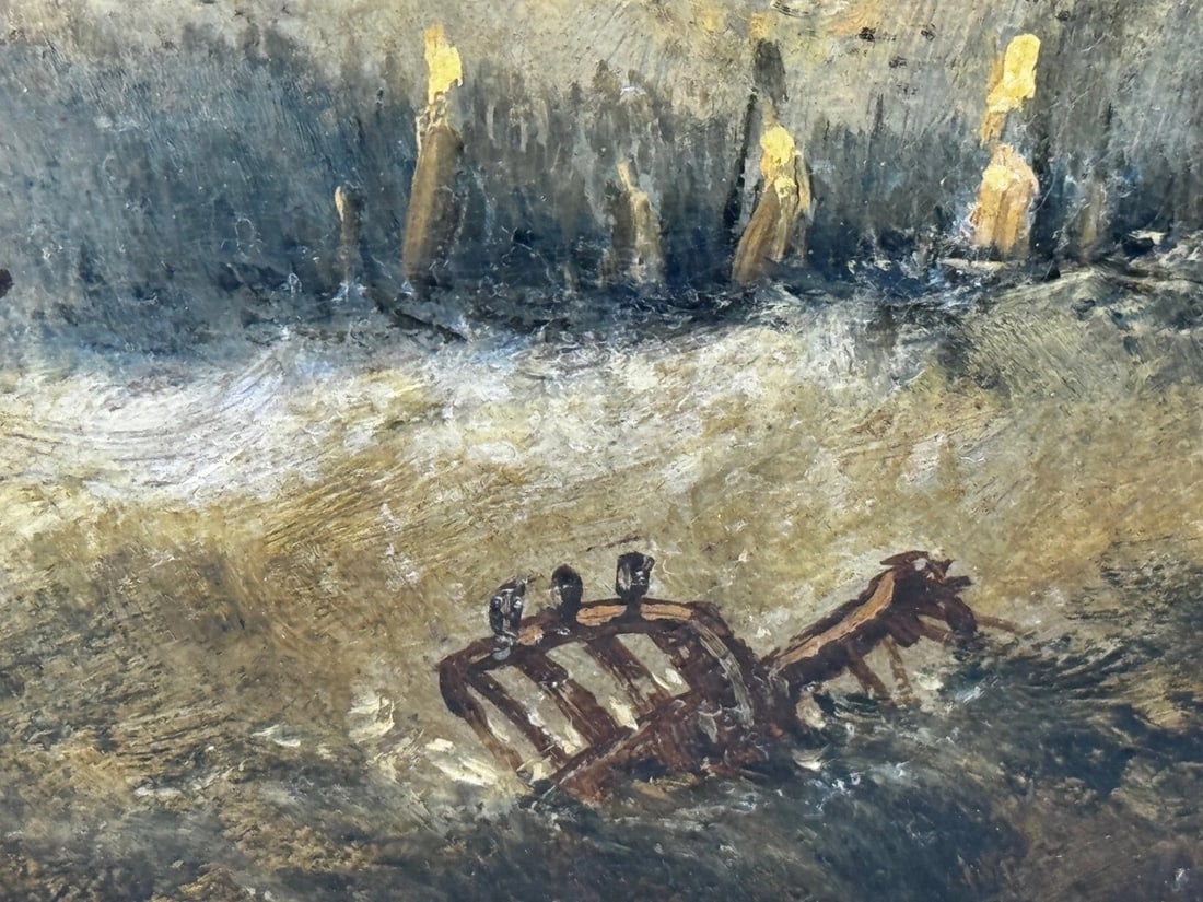 Marine Painting Wreck off Dunstanburgh Castle By Claude Thomas Stanfield Moore - 20