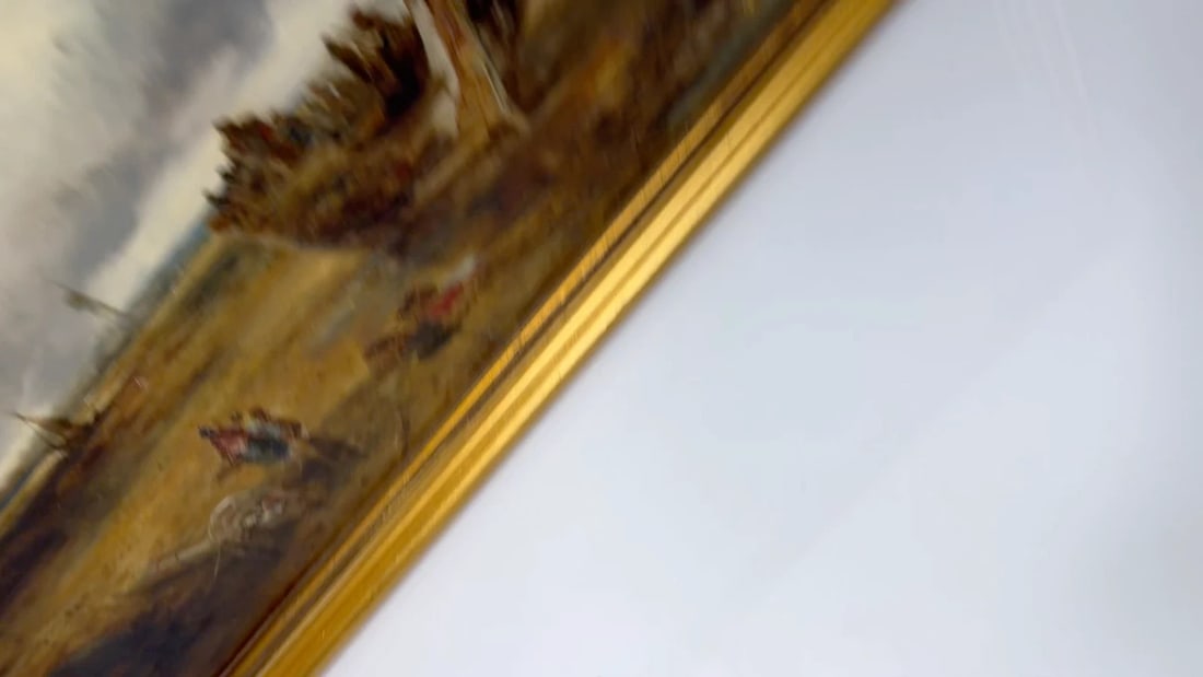 Oil Painting Ships Hulk Wreck Moreton Beach Wirral Historic Leasowe Lighthouse - 2