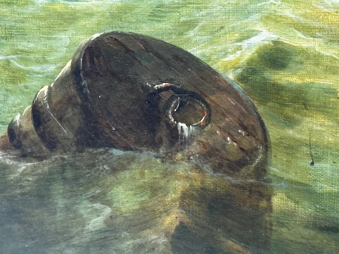 Large Oil Painting Polly Ramsgate Fishing Trawler Off Dover By William Broome - 11