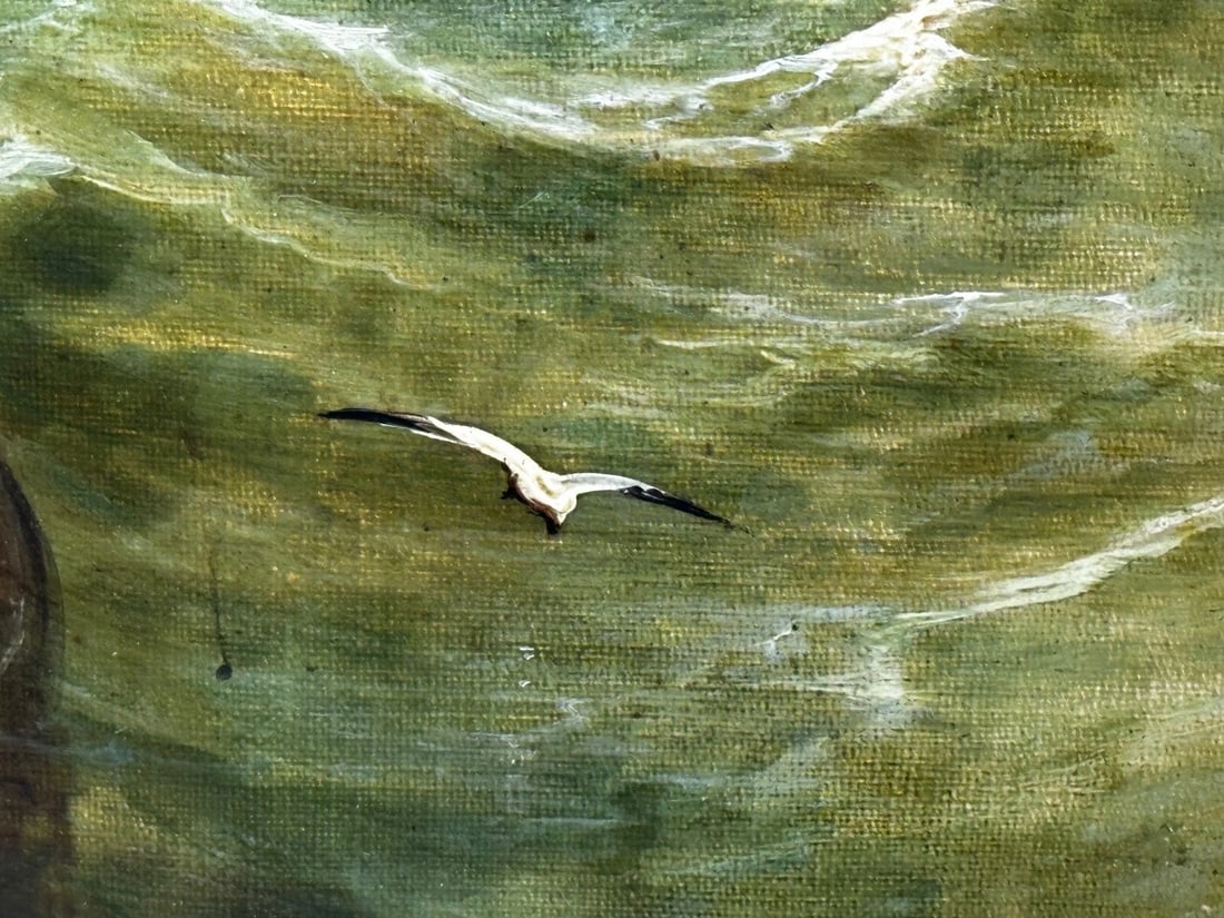 Large Oil Painting Polly Ramsgate Fishing Trawler Off Dover By William Broome - 12