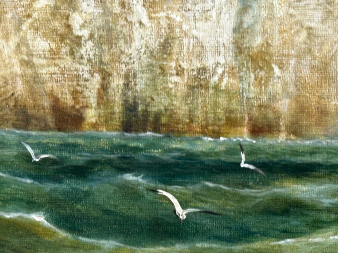 Large Oil Painting Polly Ramsgate Fishing Trawler Off Dover By William Broome - 13