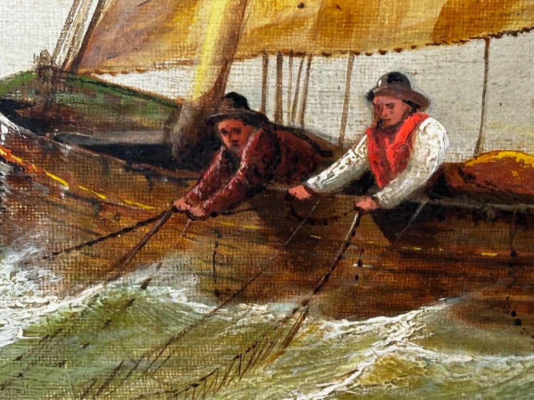 Large Oil Painting Polly Ramsgate Fishing Trawler Off Dover By William Broome - 15