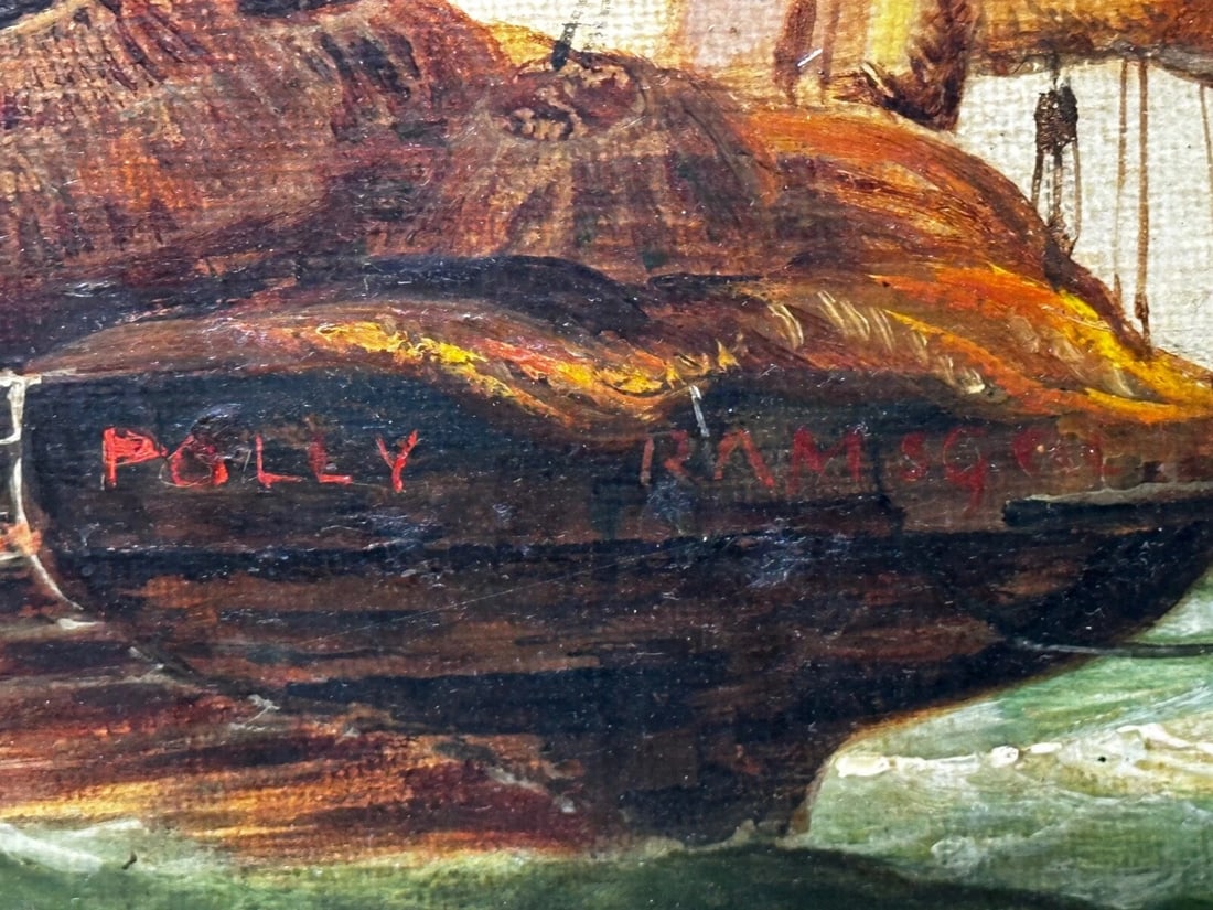 Large Oil Painting Polly Ramsgate Fishing Trawler Off Dover By William Broome - 16