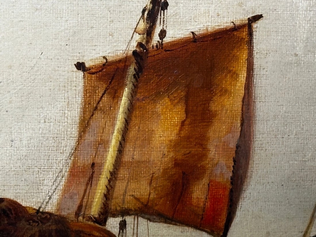 Large Oil Painting Polly Ramsgate Fishing Trawler Off Dover By William Broome - 19