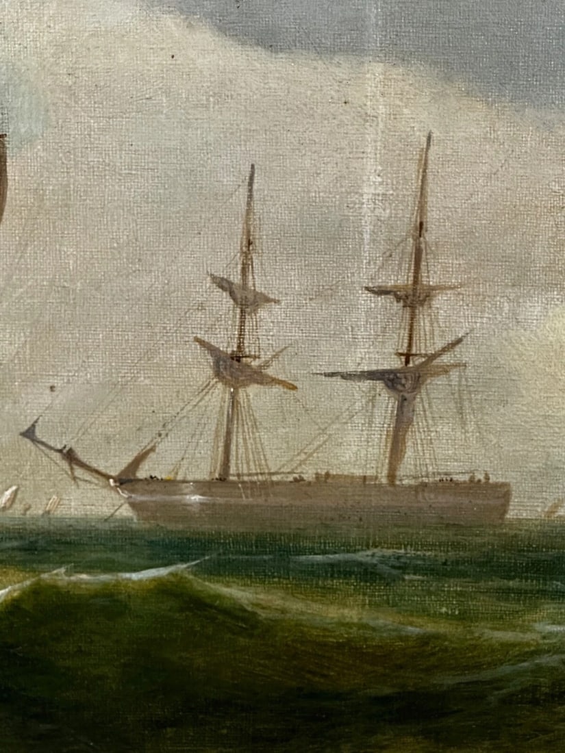 Large Oil Painting Polly Ramsgate Fishing Trawler Off Dover By William Broome - 8