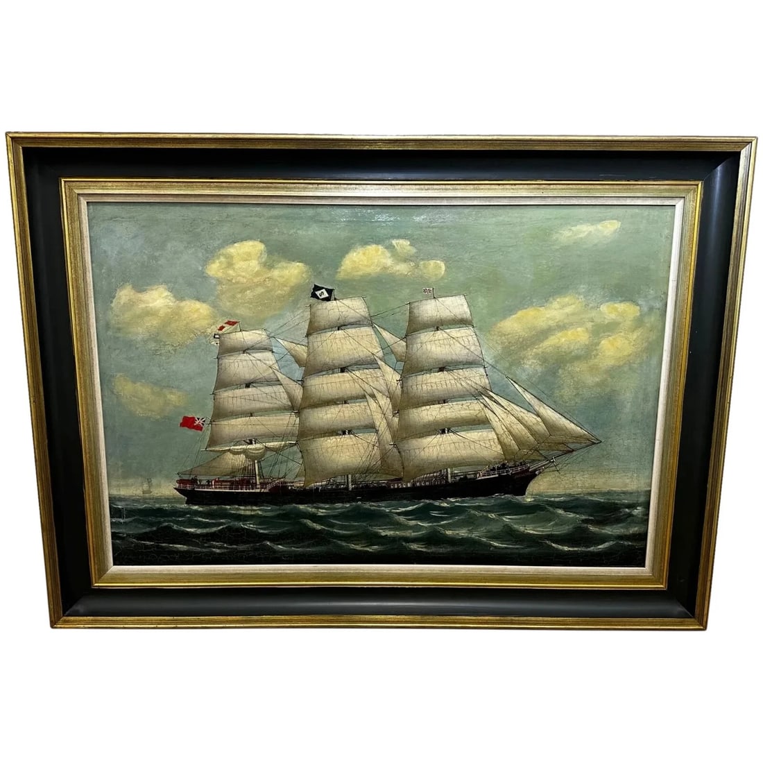 Large 19th Century Oil Painting Marine Clipper Jute Ship Slieve Roe Off Calcutta (1 of 20)