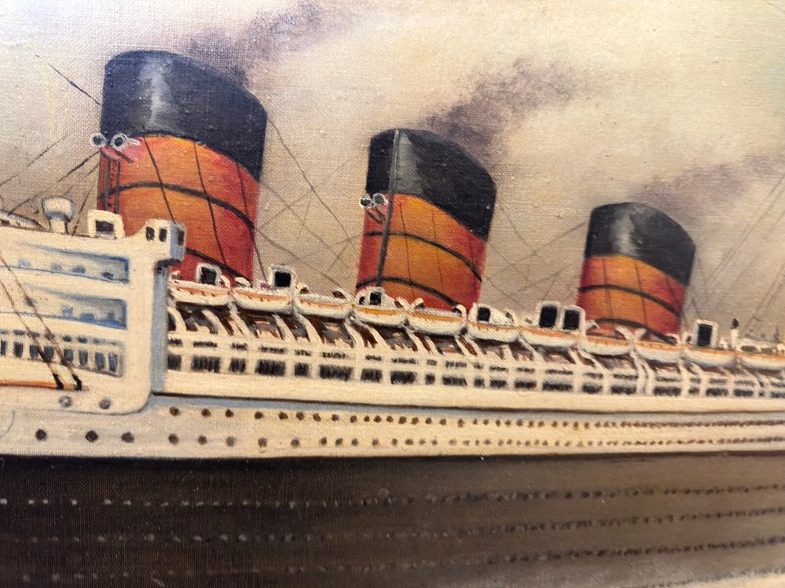 Painting RMS Queen Mary Ocean Liner Ship After Antonio Nicolo Gasparo Jacobsen - 12