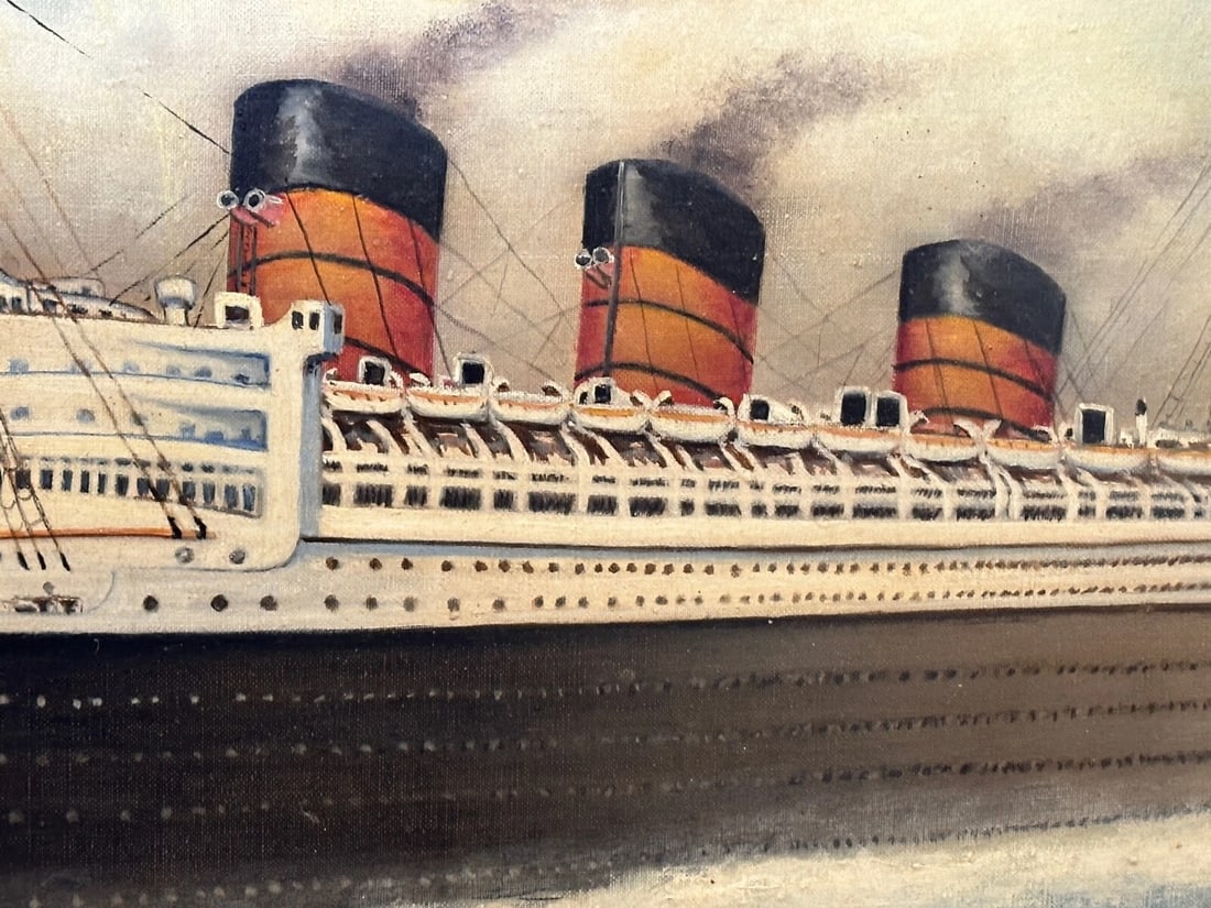 Painting RMS Queen Mary Ocean Liner Ship After Antonio Nicolo Gasparo Jacobsen - 19