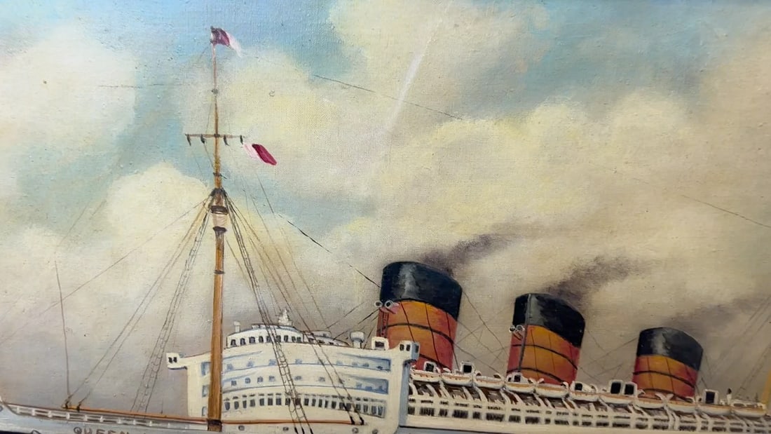 Painting RMS Queen Mary Ocean Liner Ship After Antonio Nicolo Gasparo Jacobsen - 2