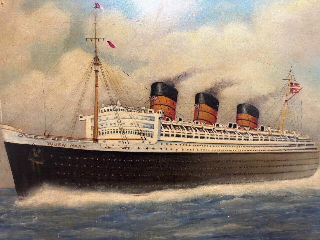 Painting RMS Queen Mary Ocean Liner Ship After Antonio Nicolo Gasparo Jacobsen - 3