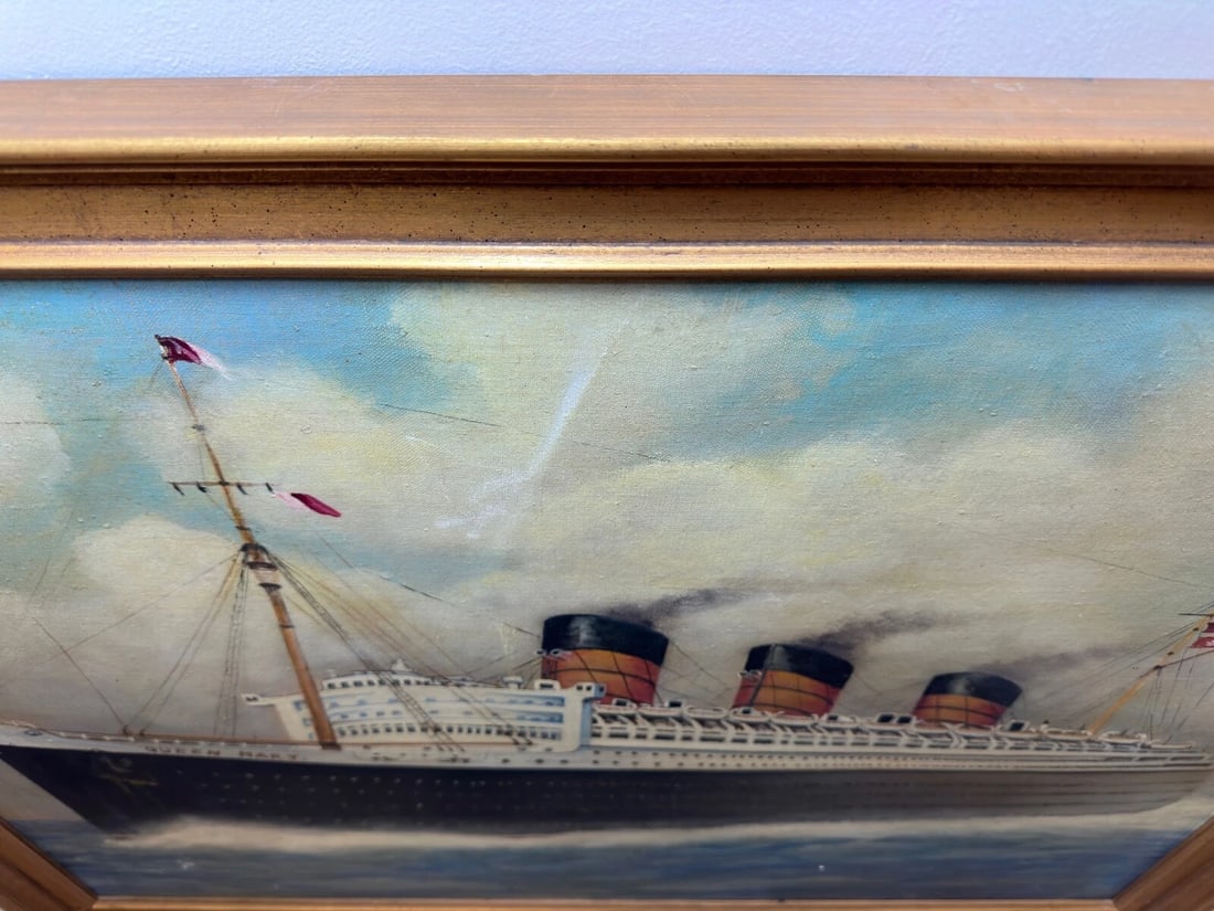 Painting RMS Queen Mary Ocean Liner Ship After Antonio Nicolo Gasparo Jacobsen - 7