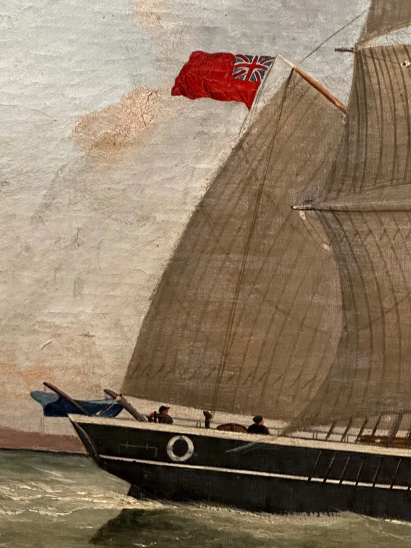 Victorian Oil Painting Marine Brigg Ship Susannah Thrift With Pilot St Nicholas - 10