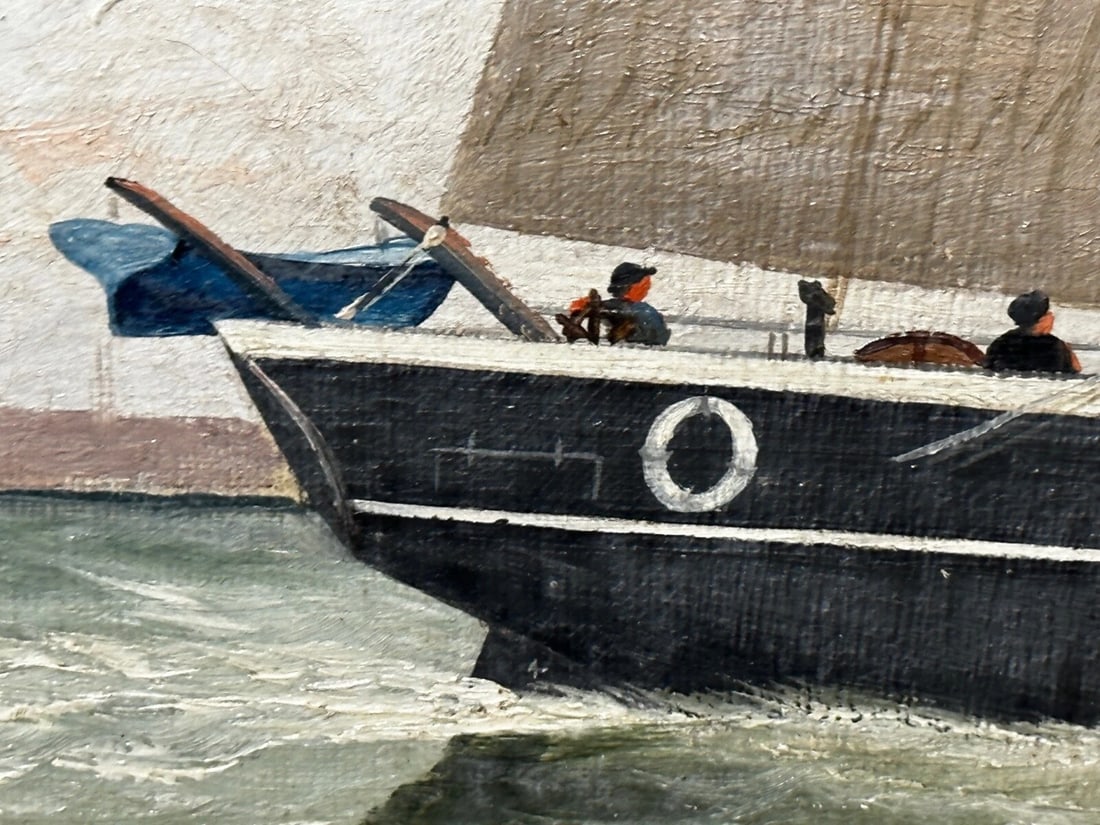 Victorian Oil Painting Marine Brigg Ship Susannah Thrift With Pilot St Nicholas - 11