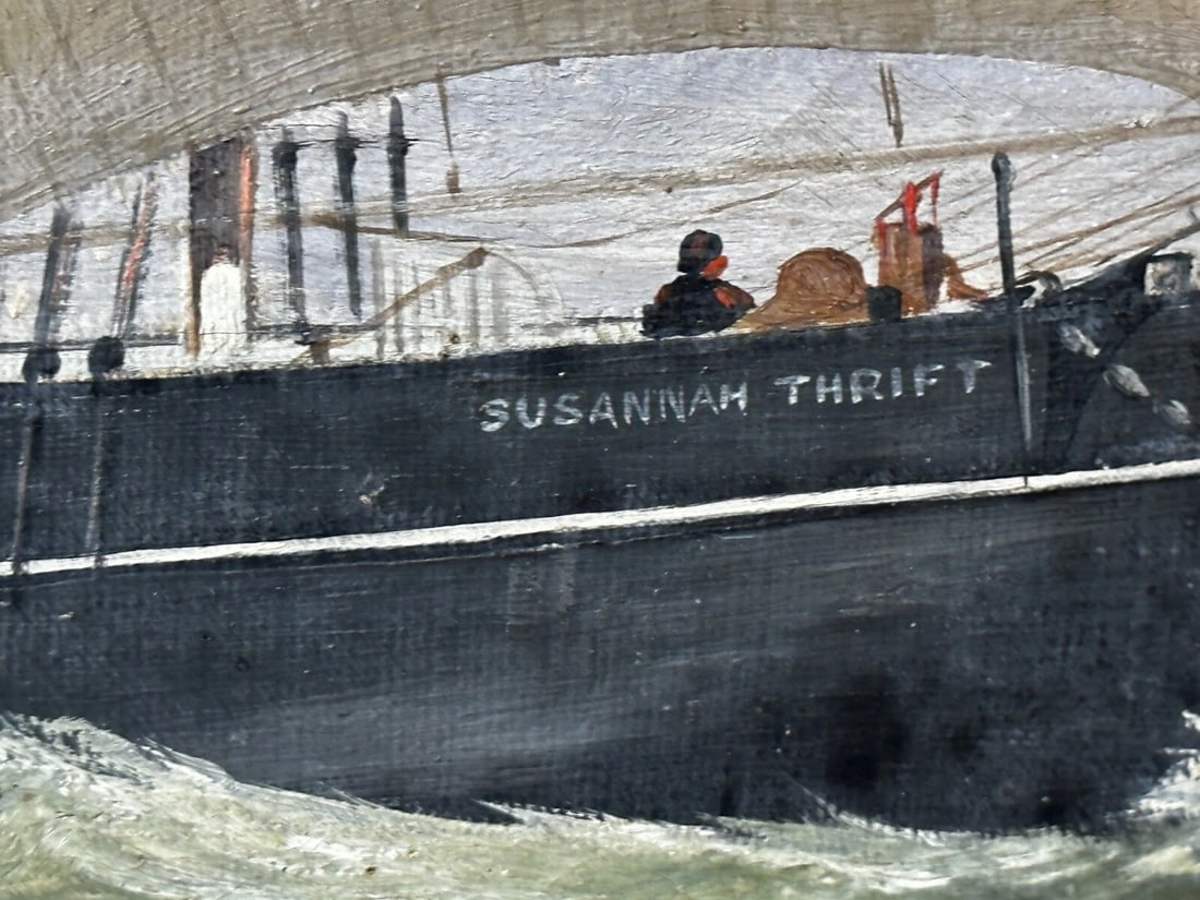 Victorian Oil Painting Marine Brigg Ship Susannah Thrift With Pilot St Nicholas - 14