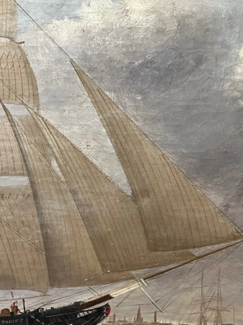 Victorian Oil Painting Marine Brigg Ship Susannah Thrift With Pilot St Nicholas - 15