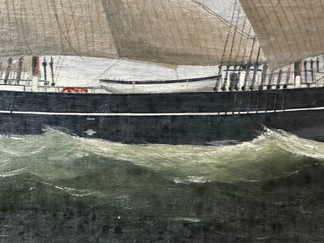 Victorian Oil Painting Marine Brigg Ship Susannah Thrift With Pilot St Nicholas - 16