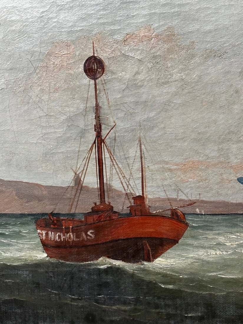 Victorian Oil Painting Marine Brigg Ship Susannah Thrift With Pilot St Nicholas - 17