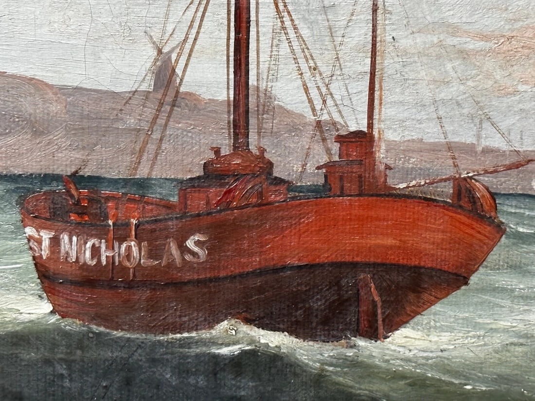 Victorian Oil Painting Marine Brigg Ship Susannah Thrift With Pilot St Nicholas - 18