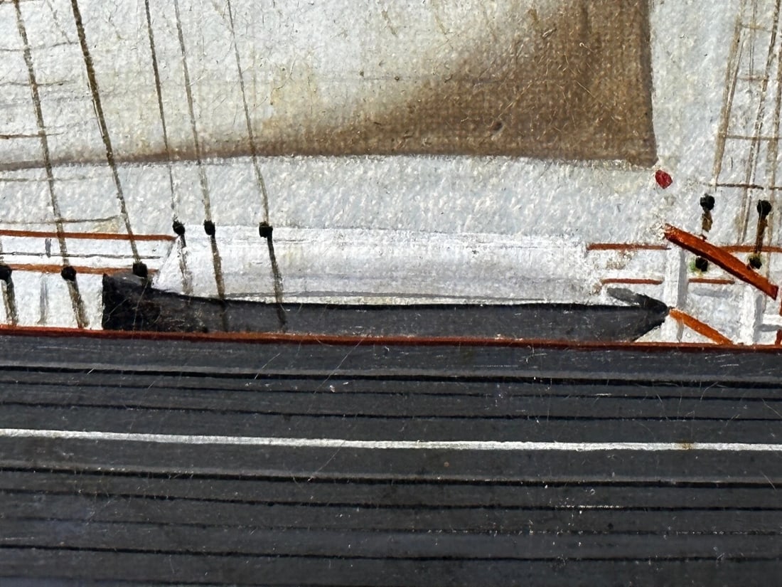 French Victorian Oil Painting Marine Barquentine Ship Charles James Off Dunkirk - 14