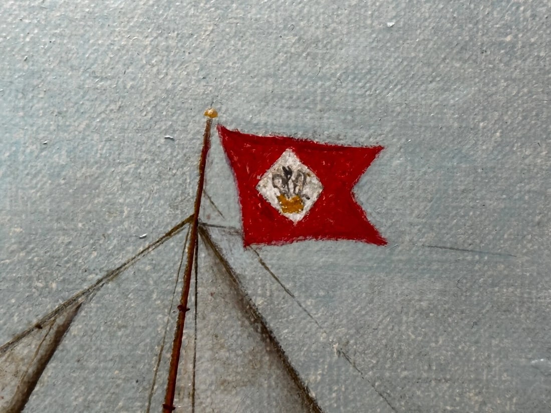 French Victorian Oil Painting Marine Barquentine Ship Charles James Off Dunkirk - 18