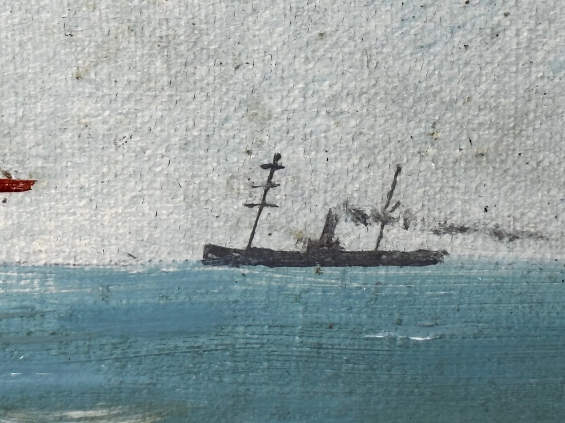 French Victorian Oil Painting Marine Barquentine Ship Charles James Off Dunkirk - 9