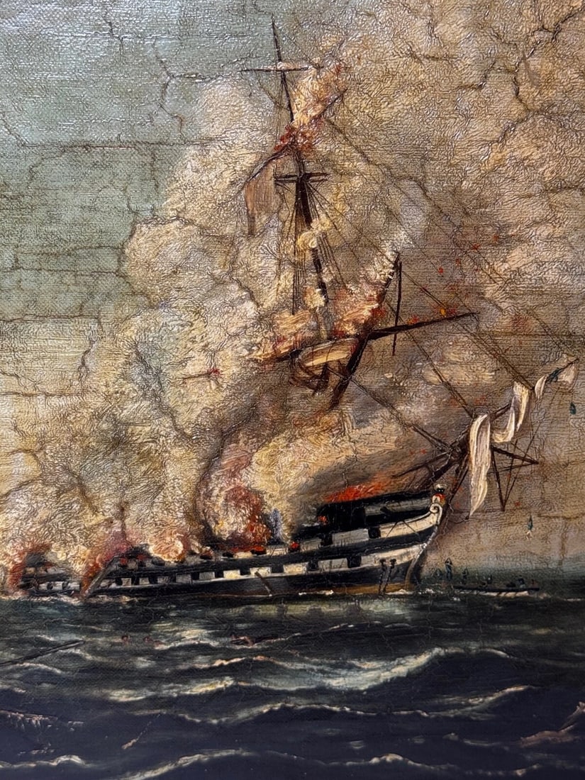 Burning Sinking On River Plate HMS Bombay Ship Follower Richard Brydges Beechey - 15