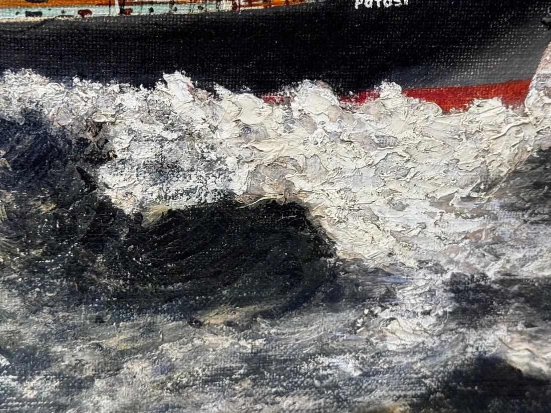 Oil Painting 5 Masted Steel Hull Sailing Ship Potosi Navigating Drakes Passage - 12