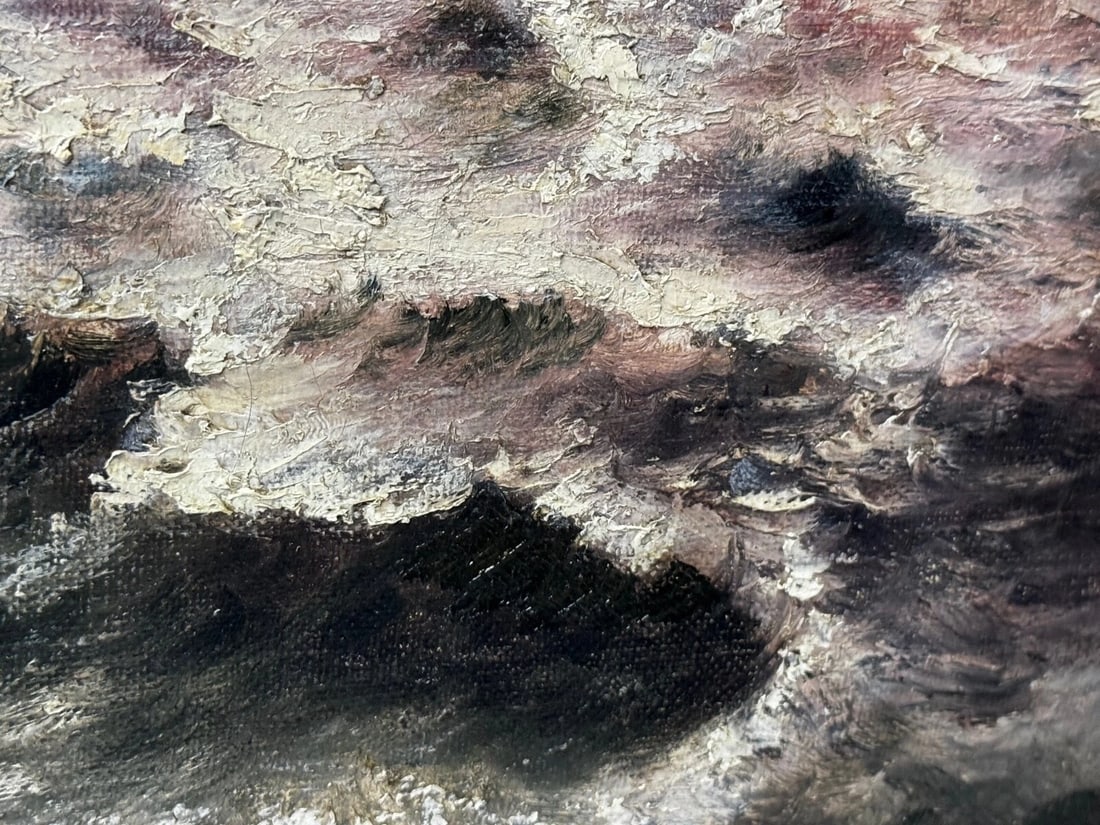 Oil Painting 5 Masted Steel Hull Sailing Ship Potosi Navigating Drakes Passage - 13