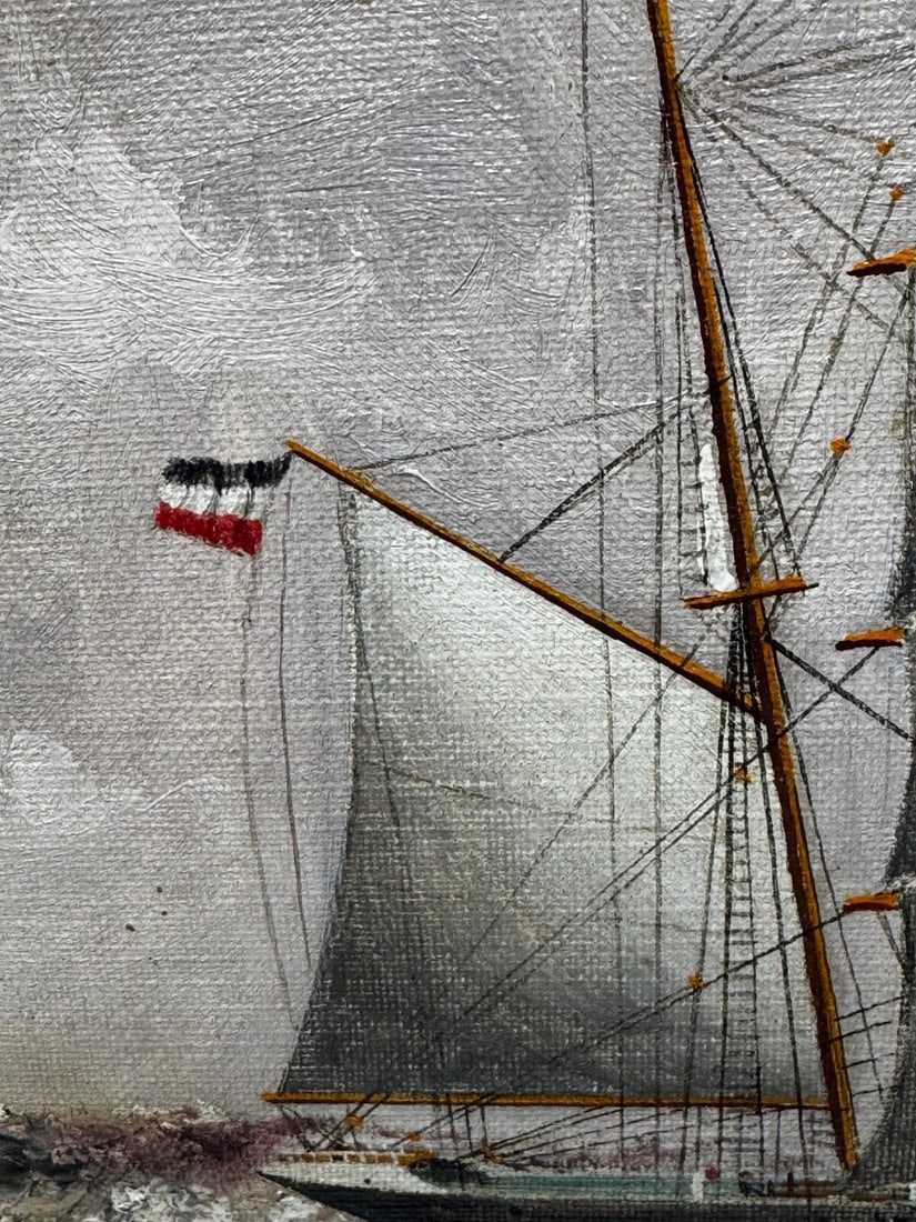 Oil Painting 5 Masted Steel Hull Sailing Ship Potosi Navigating Drakes Passage - 16