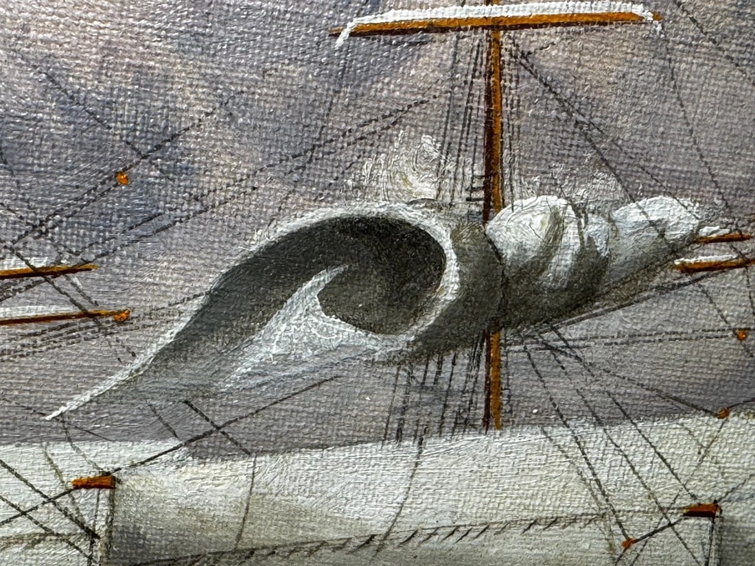 Oil Painting 5 Masted Steel Hull Sailing Ship Potosi Navigating Drakes Passage - 18