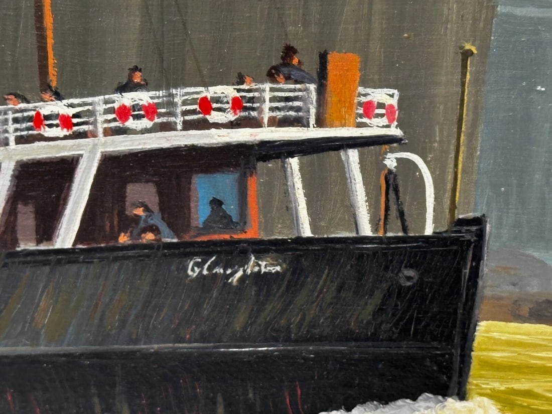 Oil Painting Alca Passenger Cargo Ship Yeoman Line & Steam Ferry Boat Claughton - 11