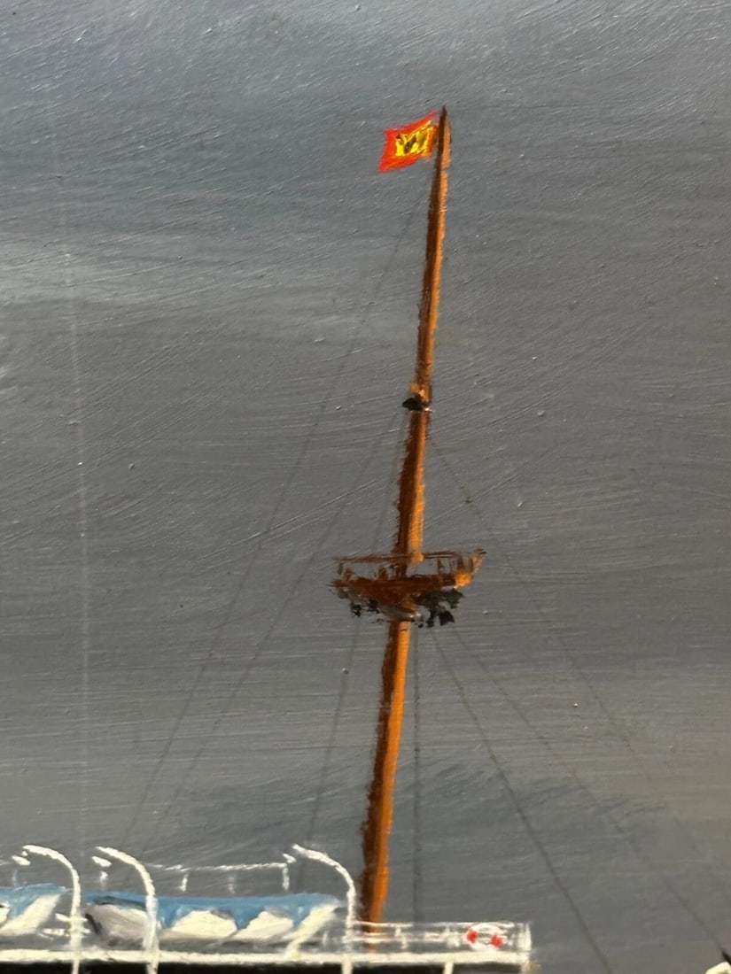 Oil Painting Alca Passenger Cargo Ship Yeoman Line & Steam Ferry Boat Claughton - 17