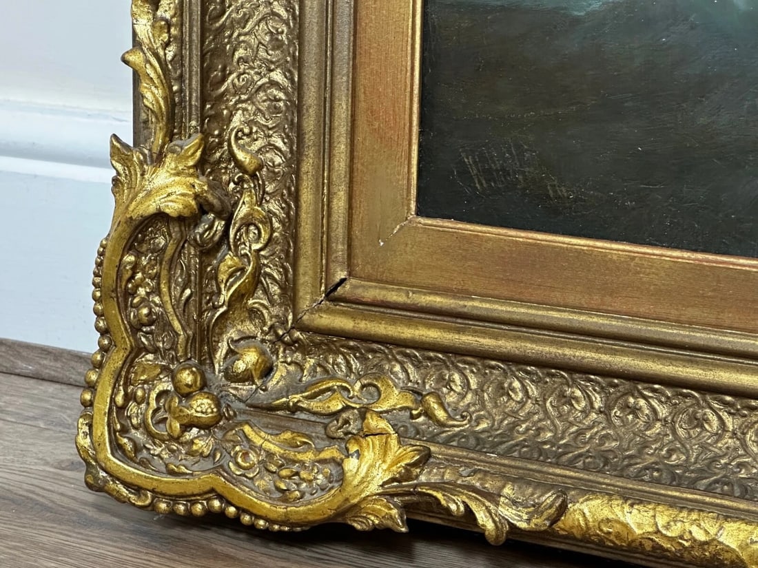 Huge Oil Painting Floundering Ships Awaiting Rescue By William Henry Williamson - 10