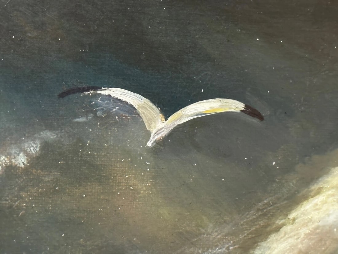 Huge Oil Painting Floundering Ships Awaiting Rescue By William Henry Williamson - 12