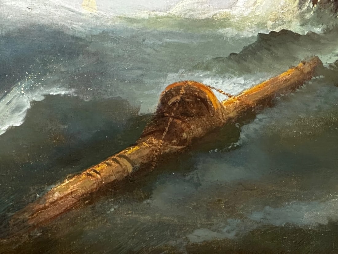 Huge Oil Painting Floundering Ships Awaiting Rescue By William Henry Williamson - 13