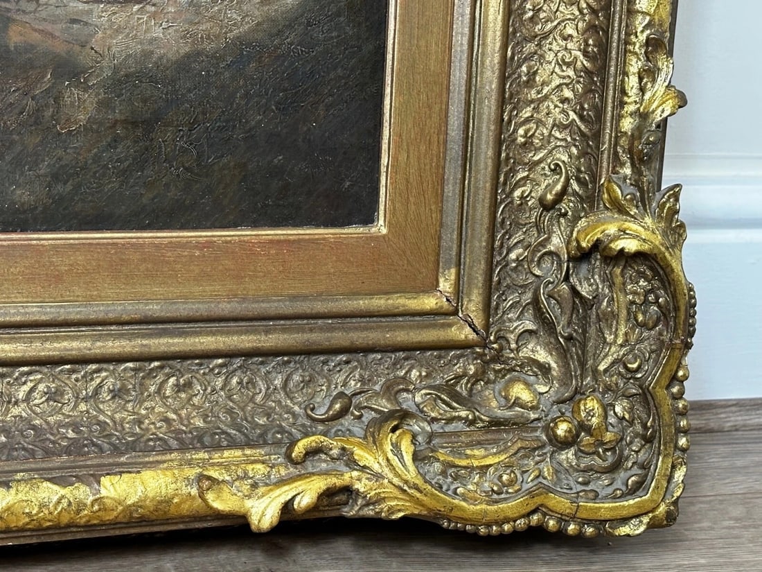 Huge Oil Painting Floundering Ships Awaiting Rescue By William Henry Williamson - 8