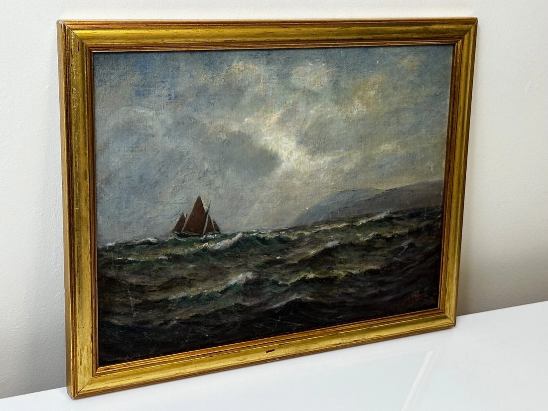 19th Century Marine Oil Painting Spring Breeze & Squally Garwick Bay Isle Of Man - 13