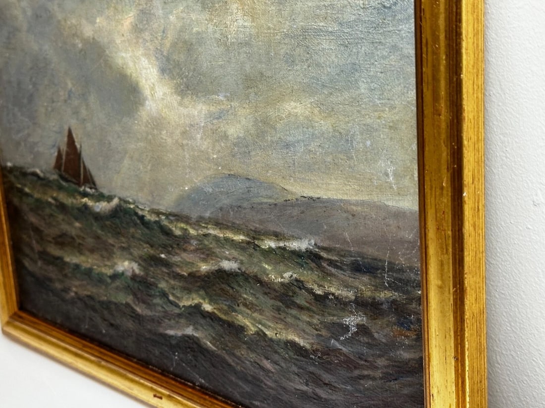 19th Century Marine Oil Painting Spring Breeze & Squally Garwick Bay Isle Of Man - 16