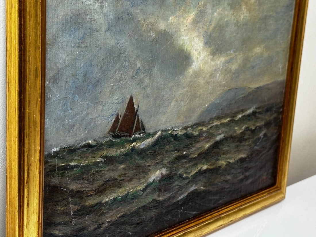 19th Century Marine Oil Painting Spring Breeze & Squally Garwick Bay Isle Of Man - 17