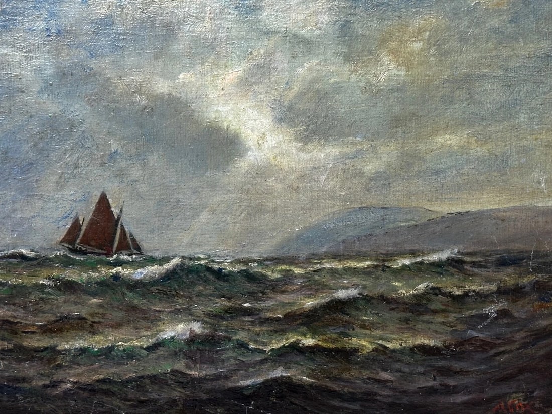 19th Century Marine Oil Painting Spring Breeze & Squally Garwick Bay Isle Of Man - 3