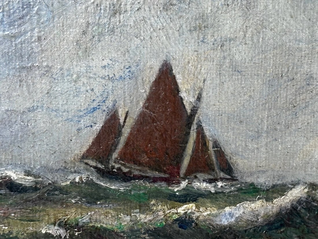 19th Century Marine Oil Painting Spring Breeze & Squally Garwick Bay Isle Of Man - 8