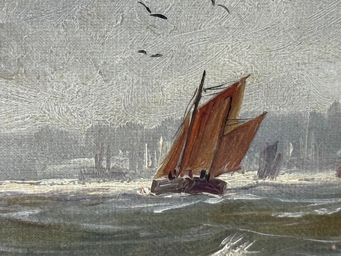 Oil Painting Pilot Tug Boat On Tyne Tynemouth Lighthouse by John Davison Liddell - 14