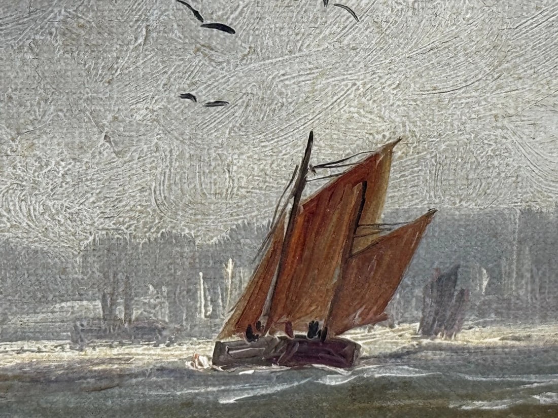 Oil Painting Pilot Tug Boat On Tyne Tynemouth Lighthouse by John Davison Liddell - 16