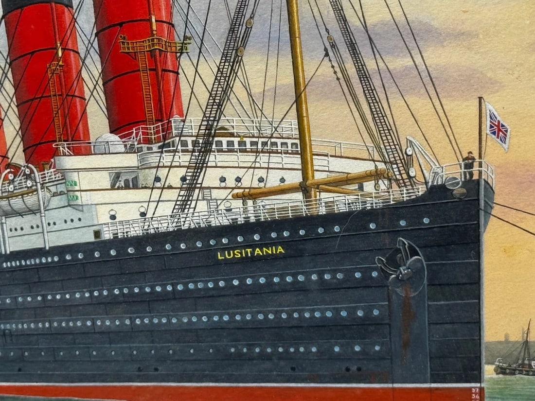 Sisters of the Mersey RMS Lusitania & RMS Mauretania Marine Masterpiece Painting - 5
