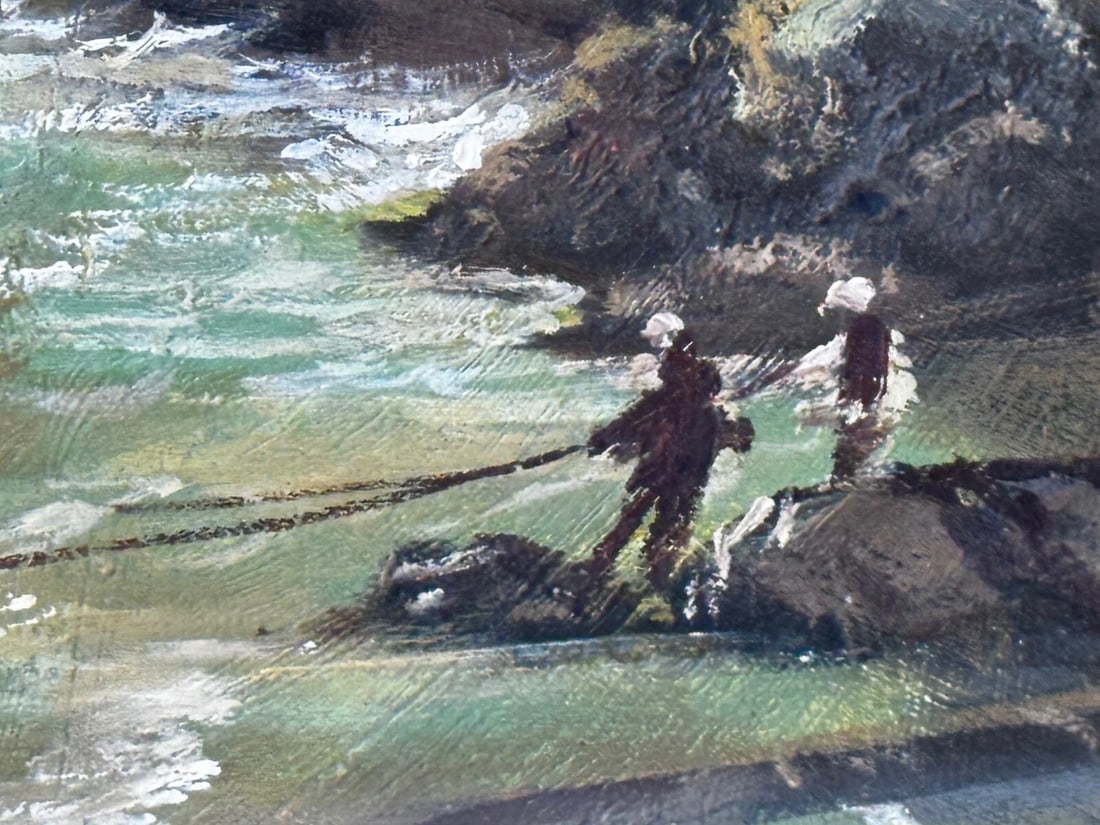 Oil Painting Bamburgh Castle Shipwreck Beached Follower John Wilson Carmichael - 14