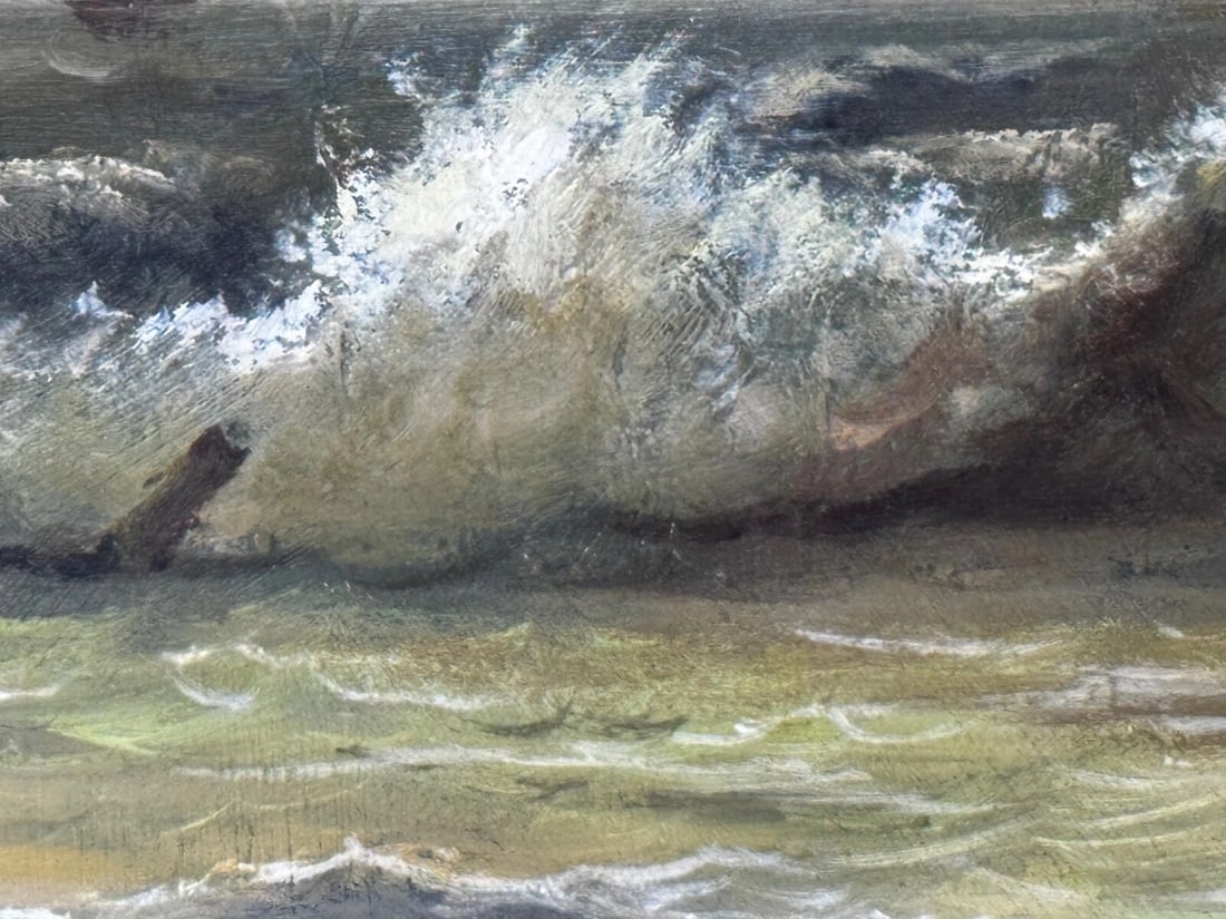 Oil Painting Bamburgh Castle Shipwreck Beached Follower John Wilson Carmichael - 17