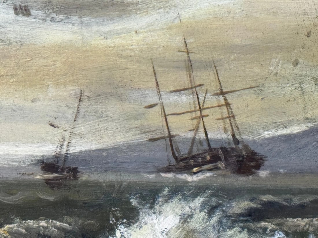 Oil Painting Bamburgh Castle Shipwreck Beached Follower John Wilson Carmichael - 19