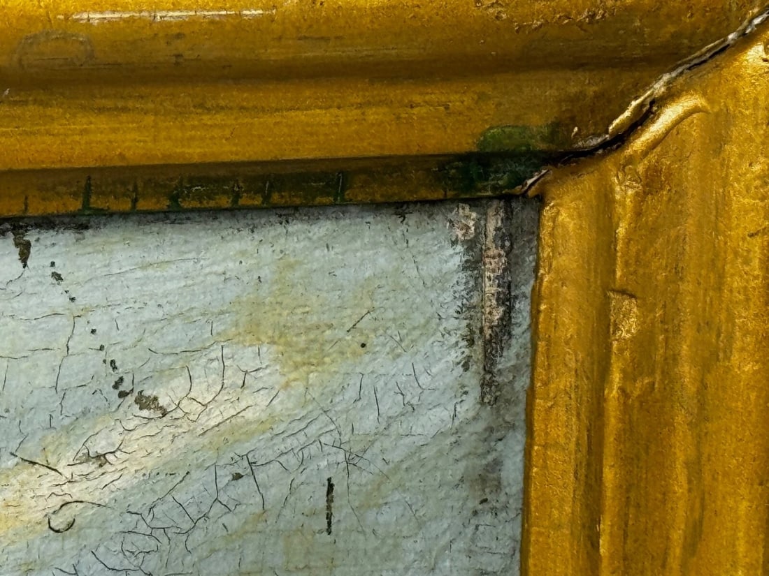 Marine Oil Painting Saint Bernard Dog Swamped Shipwrecked Approaching New York - 20